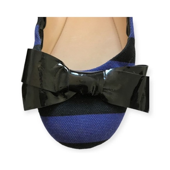 Prada Ballet Ballerina Blue & Black Stripe Bow Flats Size EU 38.5 - Picture 8 of 11